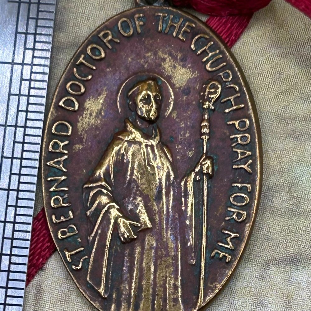 Vintage Saint Bernard Doctor of the Church St Anthony Religious Medal Pendant - Picture 5 of 5